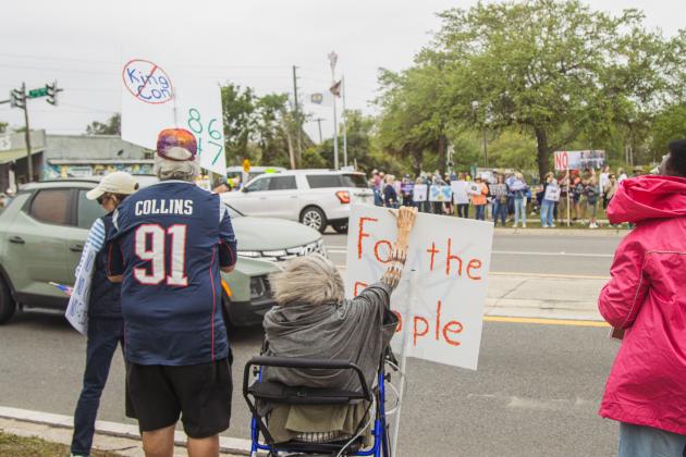 Organizers of a local ‘No Kings’ demonstration said more than 1,000 people came out for Saturday’s protest. Photo Ashley Chandler/News-Leader