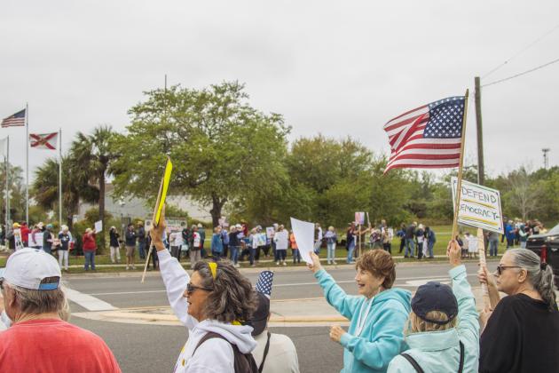 Organizers of a local ‘No Kings’ demonstration said more than 1,000 people came out for Saturday’s protest. Photo Ashley Chandler/News-Leader