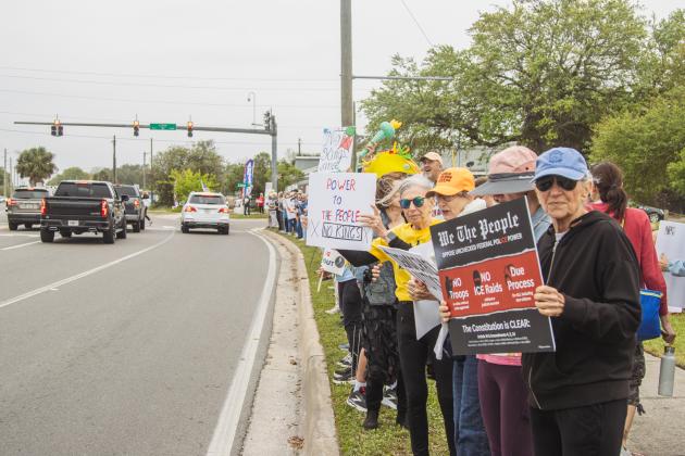 Organizers of a local ‘No Kings’ demonstration said more than 1,000 people came out for Saturday’s protest. Photo Ashley Chandler/News-Leader