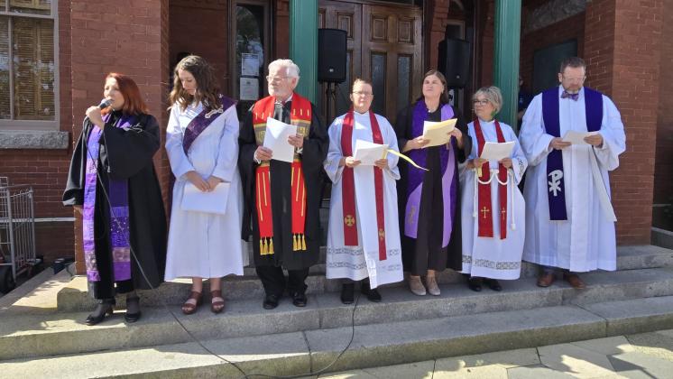 On Palm Sunday, congregations from St. Peter’s Episcopal, First Presbyterian, Memorial United Methodist, Trinity United Methodist and clergy from Community Hospice walked in the annual Ecumenical Palm Processional down Centre Street. Submitted