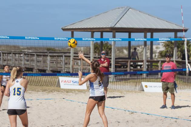 Fernandina Beach, Yulee and West Nassau high school beach volleyball teams competed against each other April 10 at Main Beach. Photo by Ashley Chandler/News-Leader