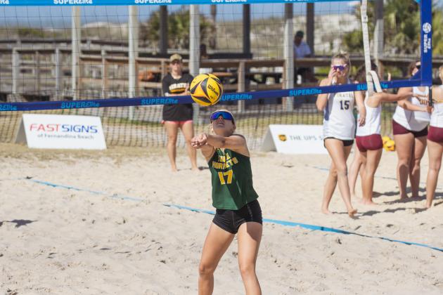 Fernandina Beach, Yulee and West Nassau high school beach volleyball teams competed against each other April 10 at Main Beach. Photo by Ashley Chandler/News-Leader