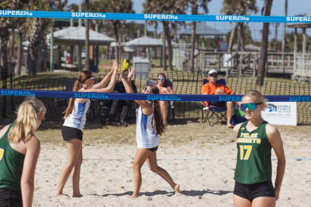 Fernandina Beach, Yulee and West Nassau high school beach volleyball teams competed against each other April 10 at Main Beach. Photo by Ashley Chandler/News-Leader