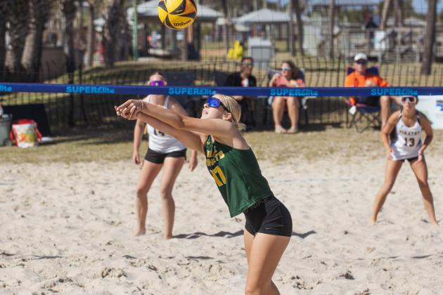 Fernandina Beach, Yulee and West Nassau high school beach volleyball teams competed against each other April 10 at Main Beach. Photo by Ashley Chandler/News-Leader