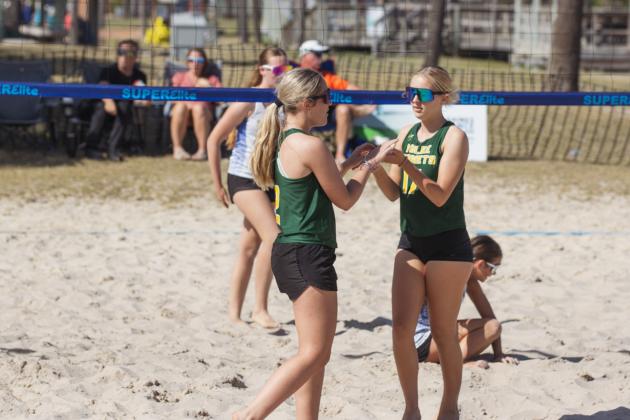 Fernandina Beach, Yulee and West Nassau high school beach volleyball teams competed against each other April 10 at Main Beach. Photo by Ashley Chandler/News-Leader