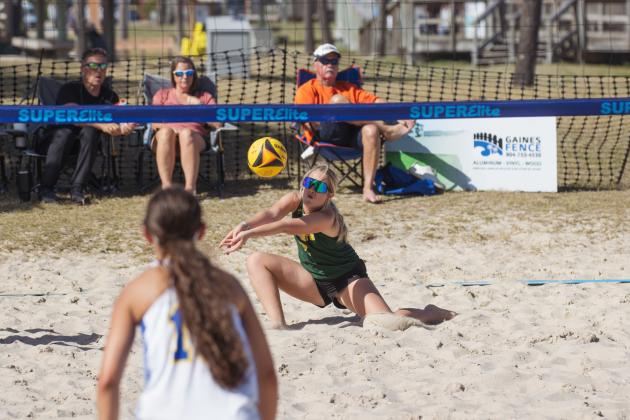 Fernandina Beach, Yulee and West Nassau high school beach volleyball teams competed against each other April 10 at Main Beach. Photo by Ashley Chandler/News-Leader