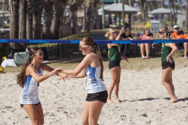 Fernandina Beach, Yulee and West Nassau high school beach volleyball teams competed against each other April 10 at Main Beach. Photo by Ashley Chandler/News-Leader