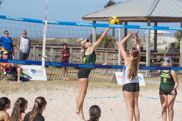 Fernandina Beach, Yulee and West Nassau high school beach volleyball teams competed against each other April 10 at Main Beach. Photo by Ashley Chandler/News-Leader