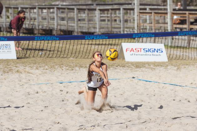 Fernandina Beach, Yulee and West Nassau high school beach volleyball teams competed against each other April 10 at Main Beach. Photo by Ashley Chandler/News-Leader