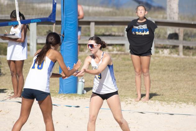 Fernandina Beach, Yulee and West Nassau high school beach volleyball teams competed against each other April 10 at Main Beach. Photo by Ashley Chandler/News-Leader