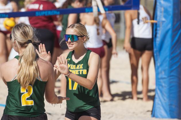 Fernandina Beach, Yulee and West Nassau high school beach volleyball teams competed against each other April 10 at Main Beach. Photo by Ashley Chandler/News-Leader