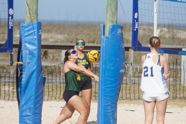 Fernandina Beach, Yulee and West Nassau high school beach volleyball teams competed against each other April 10 at Main Beach. Photo by Ashley Chandler/News-Leader