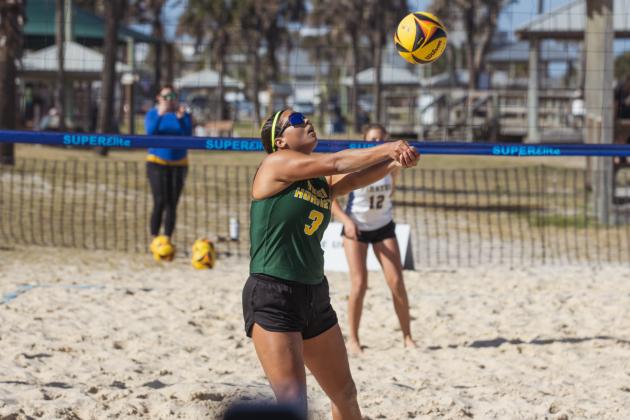 Fernandina Beach, Yulee and West Nassau high school beach volleyball teams competed against each other April 10 at Main Beach. Photo by Ashley Chandler/News-Leader