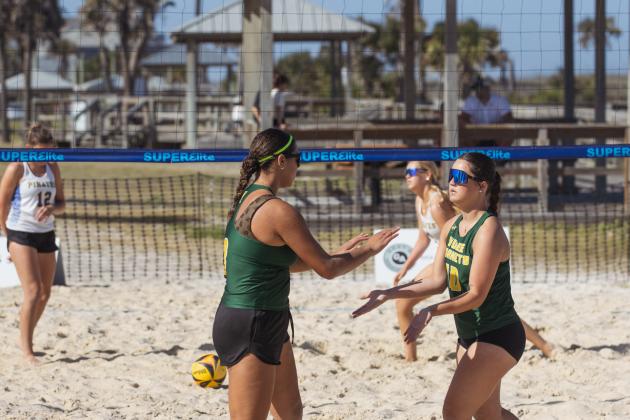 Fernandina Beach, Yulee and West Nassau high school beach volleyball teams competed against each other April 10 at Main Beach. Photo by Ashley Chandler/News-Leader