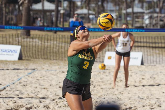 Fernandina Beach, Yulee and West Nassau high school beach volleyball teams competed against each other April 10 at Main Beach. Photo by Ashley Chandler/News-Leader
