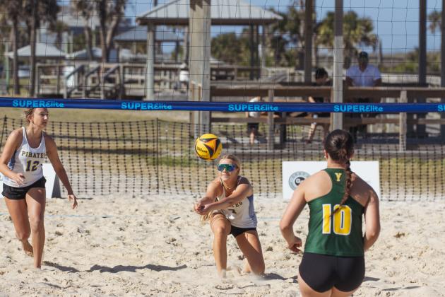 Fernandina Beach, Yulee and West Nassau high school beach volleyball teams competed against each other April 10 at Main Beach. Photo by Ashley Chandler/News-Leader