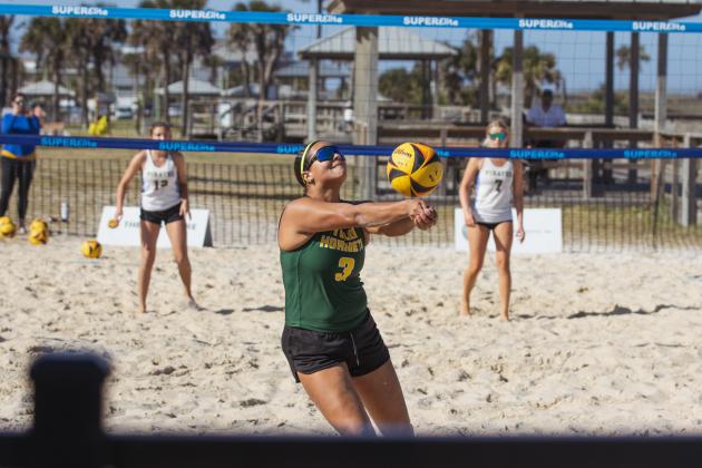 Fernandina Beach, Yulee and West Nassau high school beach volleyball teams competed against each other April 10 at Main Beach. Photo by Ashley Chandler/News-Leader