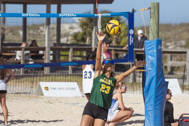Fernandina Beach, Yulee and West Nassau high school beach volleyball teams competed against each other April 10 at Main Beach. Photo by Ashley Chandler/News-Leader