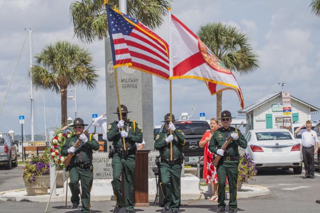 Nassau County Sheriff’s Office presents the colors at Monday’s Memorial Day ceremony.