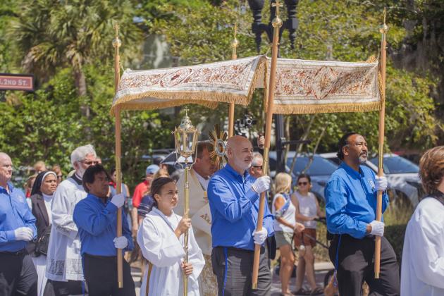 More than 800 people participated in the National Eucharistic Pilgrimage on Monday in Fernandina Beach. Nick Blank/News-Leader