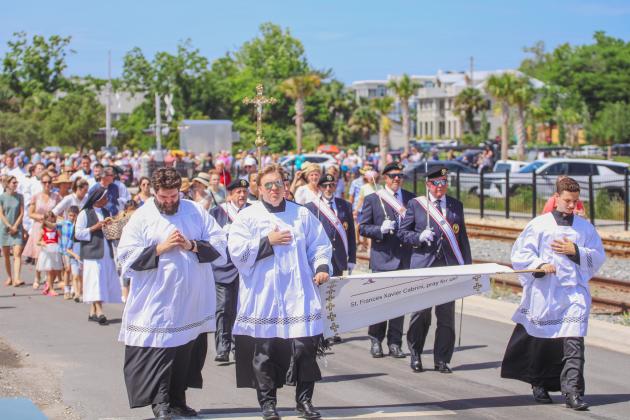 More than 800 people participated in the National Eucharistic Pilgrimage on Monday in Fernandina Beach. Nick Blank/News-Leader