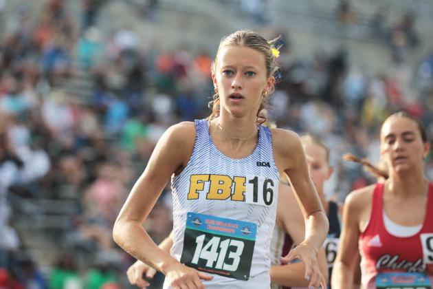 Fernandina Beach High School’s Maya Kovalcik (1600m race), finished seventh at the State Championships in Track and Field last week. Photo by Cedric Gillette