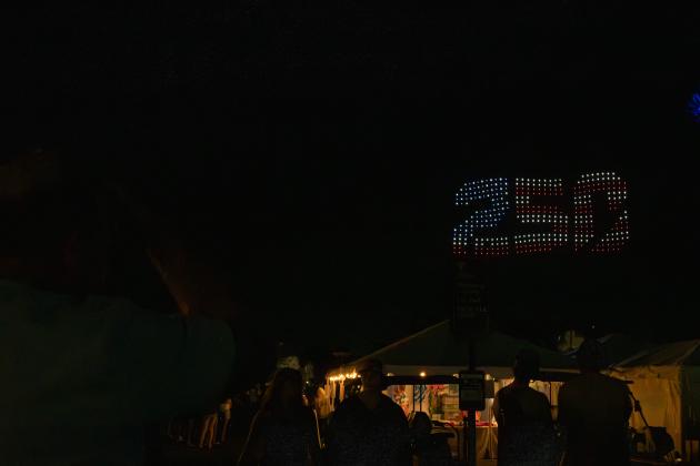 The first-ever Shrimp Fest drone show was held Friday. Photo by Ashley Chandler/News-Leader