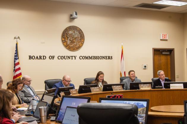 The Board of County Commissioners at a meeting earlier this year. Ashley Chandler/News-Leader