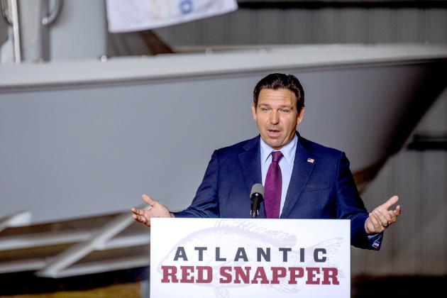 Gov. Ron DeSantis announces the expanded Atlantic Red Snapper Season on Monday at Amelia Island Marina. Photo by Nick Blank/News-Leader