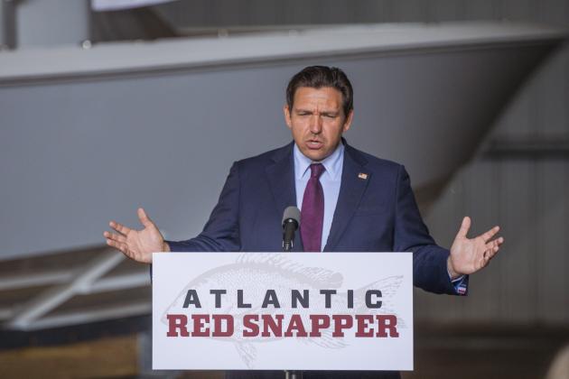 Gov. Ron DeSantis announces the expanded Atlantic Red Snapper Season on Monday at Amelia Island Marina. Photo by Nick Blank/News-Leader