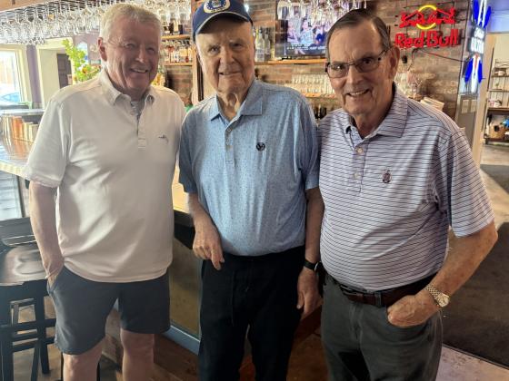 John Elwell, Bill Flynn and John Schroeder celebrate Flynn’s birthday at Cafe Karibo last week. Photo by Nick Blank/News-Leader
