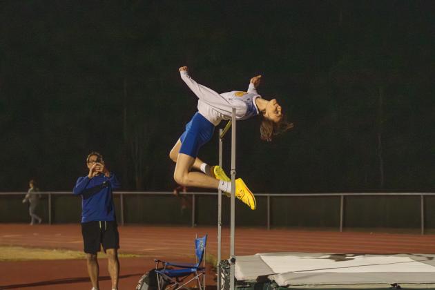 Fernandina Beach High School’s Samuel Colwell (high jump) jumps at a track meet at Yulee High School earlier this season. Photo by Ashley Chandler/News-Leaer