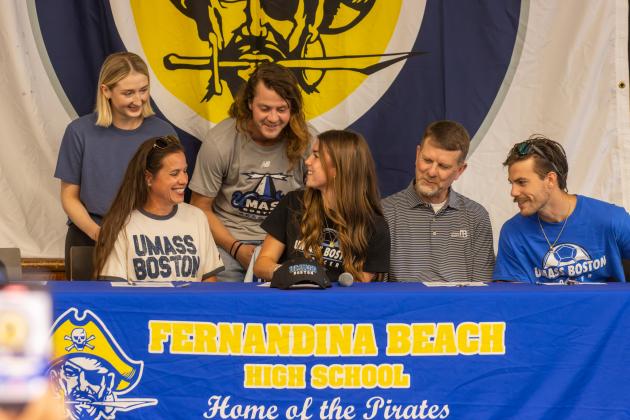 Charleston Knight signs her letter of intent to play soccer at the University of Massachusetts Boston.  Photo by Ashley Chandler/News-Leader