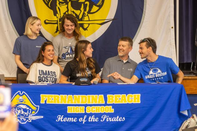 Charleston Knight signs her letter of intent to play soccer at the University of Massachusetts Boston.  Photo by Ashley Chandler/News-Leader