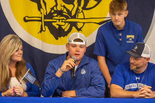 Lucas Hutchinson signed his letter of intent to play baseball at Southern Wesleyan University. Photo by Ashley Chandler/News-Leader