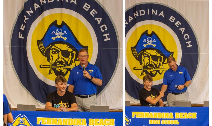 Conner Bayless and Head FBHS coach Jon Shave at Bayless signing ceremony. Photos by Ashley Chandler/News-Leader