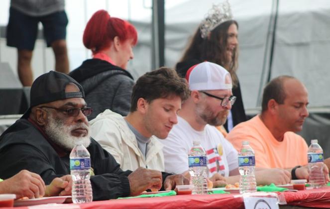 The shrimp eating contest was held Saturday at the 61st Annual Shrimp Festival. Photo by Marisa DeMar/News-Leader