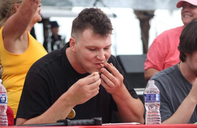 The shrimp eating contest was held Saturday at the 61st Annual Shrimp Festival. Photo by Marisa DeMar/News-Leader