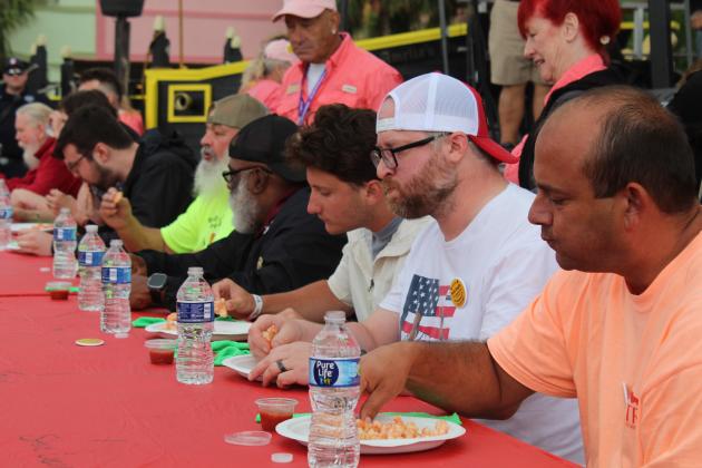 The shrimp eating contest was held Saturday at the 61st Annual Shrimp Festival. Photo by Amy Mulligan/News-Leader