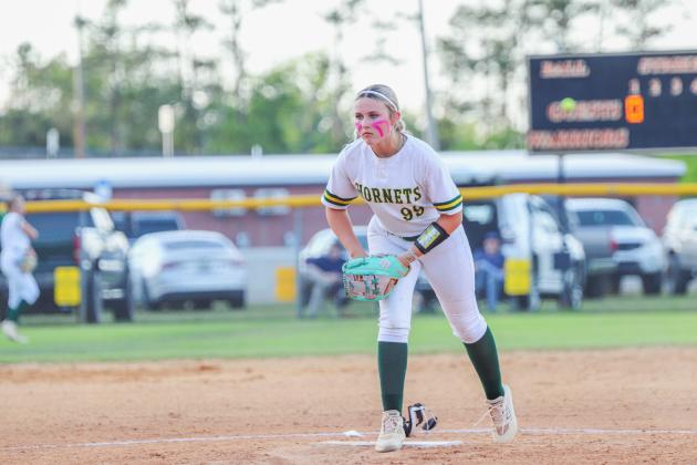 Freshman Paislie Turner recorded six strikeouts for the Hornets on Wednesday. Photo by Amanda Bishop/Nassau County Record