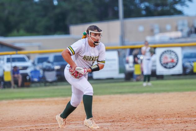 Junior Sierra McCoy pitches Wednesday. Photo by Amanda Bishop/Nassau County Record