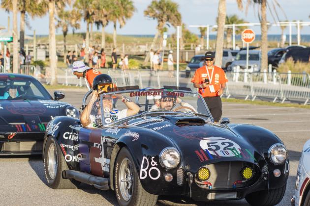 The Gumball 3000 rolls through Main Beach Park. Photo by Ashley Chandler/News-Leader