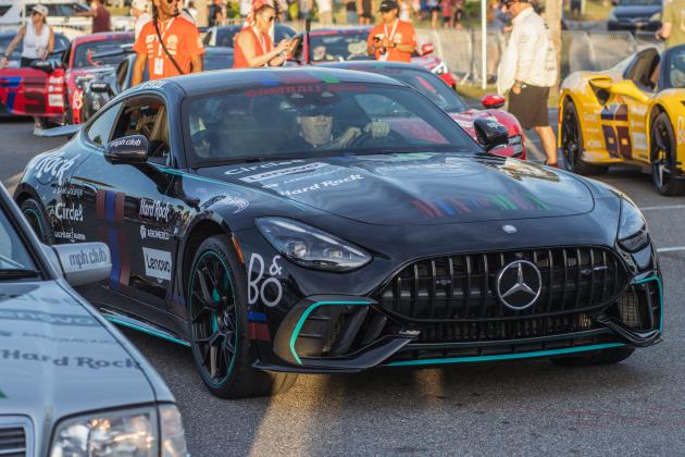The Gumball 3000 rolls through Main Beach Park. Photo by Ashley Chandler/News-Leader