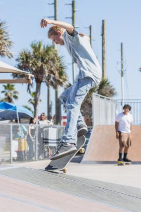 The Gumball 3000 Skate Showcase and equipment giveaway was held June 5 at Poe Pinson Skate Park. Photo by Ashley Chandler/News-Leader