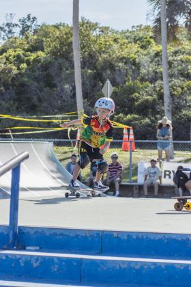 The Gumball 3000 Skate Showcase and equipment giveaway was held June 5 at Poe Pinson Skate Park. Photo by Ashley Chandler/News-Leader