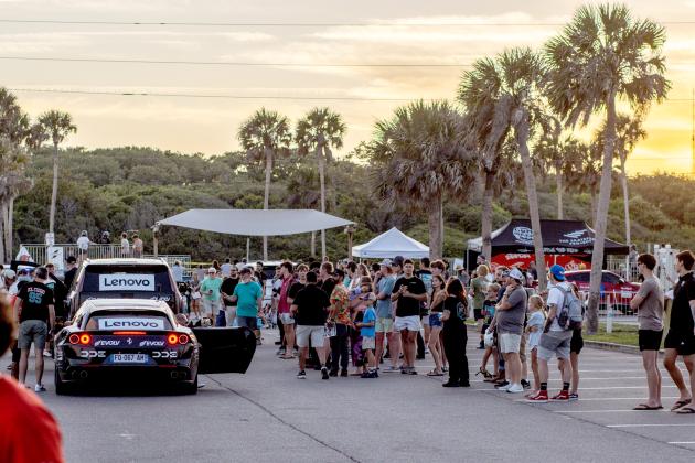 The Gumball 3000 rolls through Main Beach Park. Photo by Ashley Chandler/News-Leader