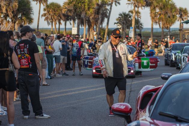 The Gumball 3000 rolls through Main Beach Park. Photo by Ashley Chandler/News-Leader