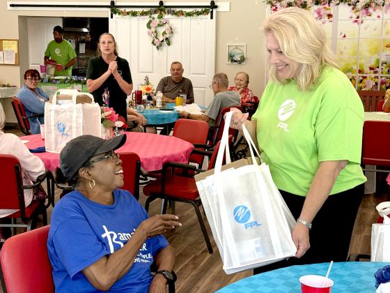 Carol Saviak, PPL external communications manager, passes out a meal kit in Hilliard. Nick Blank/News-Leader