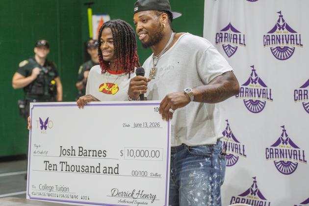 Baltimore Ravens running back and Yulee High School Graduate Derrick Henry returned to Yulee on June 13 for the Two All Community Day. Photo by Nick Blank/News-Leader