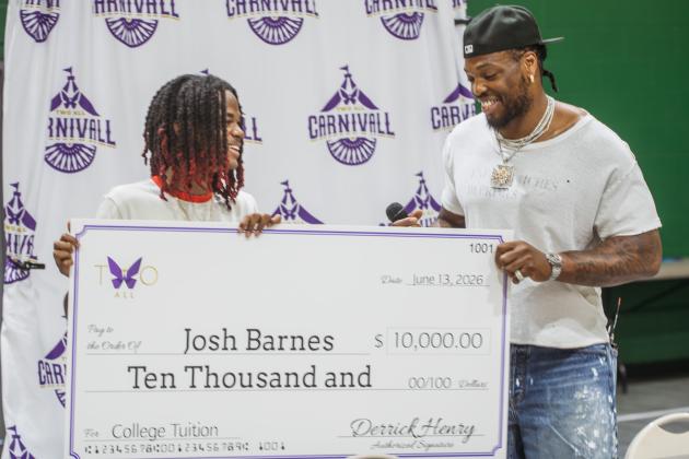 Baltimore Ravens running back and Yulee High School Graduate Derrick Henry returned to Yulee on June 13 for the Two All Community Day. Photo by Nick Blank/News-Leader